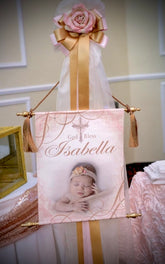 Canvas Keepsake Scroll - God Bless Winged Cross Personalized w/ Photo